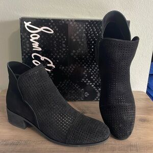 Sam Edelman Pamina Black Suede Perforated Bootie